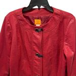 Ruby Rd. Crocodile Print Faux Suede Jacket Maroon Size 12 Red Photo 1