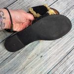 Chelsea and Violet Black Raffia Fringe Slide Sandals Boho 8.5 Photo 2