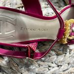 Etienne Aigner  Pink Patent Leather Flower Embellished Espadrille Wedge Sandals 8 Photo 7