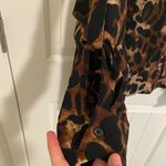 Rafaella NWOT  women’s leopard print faux leather neck long sleeve‎ blouse large Photo 2