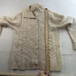 L.L.Bean  L Large Cardigan Sweater Ivory Wool Blend Fisherman Cable Knit Grandma Photo 7