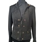 White House | Black Market WHBM Black Military Style Jacket Size 12 Double Breasted Gold Tone Buttons Photo 1