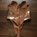 House Of CB Ottavia Patent Vinyl Bodysuit Coffee Medium Photo 2