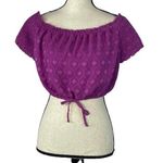 Bar III Large Cropped Top Smocked Cap Sleeves Elastic Boat Neck Textured Lined Photo 0