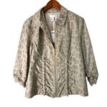 Chico's  Leopard Print Jacket Metallic Tan Ruched 3/4 Sleeve Size 1 Photo 5