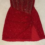 Glamorous Portia and Scarlett Red Sparkly Strapless Dress Size 6 Photo 6
