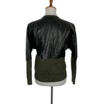 YAL New York Sweater Small Green Faux Leather Pullover Edgy Streetwear Photo 3