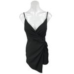 Lulus  Ruched Black Sleeveless V-Neck Cami Camisole Mini Wrap Tank Dress Size M Photo 4
