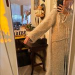 Handmade  one of a kind knit Long Gray Coat duster sweater Photo 9