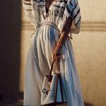 ZARA Kaftn Bead Beaded Sequin Belted Flowy Tribal Print Pattern Striped Dress Photo 4