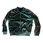 EXPRESS  x Karlie Kloss size medium reversible satin jacket optimist military seq Photo 2