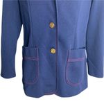 JACK Vintage 70s  Winter Blazer Jacker M Blue Pockets Textured Double Knit Photo 2