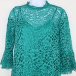 ZARA green lace flower Pattern lined dress XS Photo 5