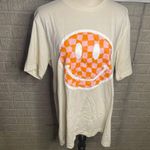 Bella Canvas Bella+Canvas‎ Womens Cream Oversized Checkered Smiley Face Graphic Tee Size XL Photo 0