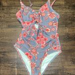 Cupshe NWT Twist and Cut-Out Floral Tummy Control One Piece - Eucalyptus Photo 2