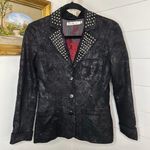 Johnny Was  3J Workshop Coated Velvet Embroidered Floral Studded Jacket Black XS Photo 0
