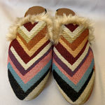 Universal Threads Universal Thread Multicolor Chevron Fur-Trimmed Mules Photo 0