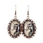 Handmade Gothic Victorian "Ethereal Bones" Gothic Skeleton Unicorn Cameo Earrings Photo 0