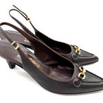 Salvatore Ferragamo  Acribia Slingback Kitten Heels Chocolate Brown Gold 7.5 Photo 0