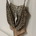 WAYF  Cheetah V-neck ribbed Bodysuit Photo 0