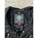 Vince Camuto Black Hooded Parka Jacket Quilted Cinch Waist Long Coat Size M Photo 3