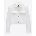 ZARA  Textured Cropped Blazer with Gold Buttons In Oyster White Size M Photo 1