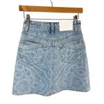 Jonathan Simkhai Indigo Blue Denim Paisley Print Mini Jean Skirt Size 24 Photo 2