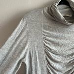 OST Top Grey Mock Neck Long Sleeve Ruched Front Blouse Sz L EUC Lightweight Knit Size L Photo 2