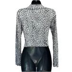 Antistar  Gray/Black Cheetah Crop High Neck Sweater Long Sleeve Size M Soft‎ Photo 3