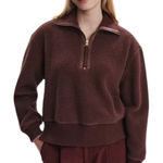 Varley  Roselle Half Zip Fleece Sweatshirt Size XL Deep Mahogany Brown Sherpa Photo 0