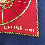 CELINE Vibrant Red and Navy Scarf with Gold Details Photo 2
