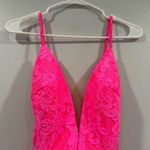 La Femme  30663 Prom Dress Neon Pink Lace Trumpet Gown 2 Photo 3