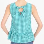 J.Crew Preppy Blue Green Gingham Bow Back Peplum Tank Top Photo 0