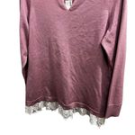 Avenue The  Sweater Women's Pink White Lace Hem Size 14/16 Extra Large Stretch Photo 2