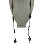 Shimmer Brown Faux Stone Acrylic Beaded Cord Long Necklace Photo 2