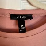 AQUA Feather Trim Short Sleeve Top in a blush color, Small Photo 1