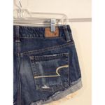 American Eagle Size 6 Destroyed Cut off Shorts Lace Pockets hi rise Blue Photo 1