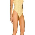 Jonathan Simkhai Rosabel Seersucker One Piece Swimsuit, Daffodil Size L NWT $275 Yellow Size L Photo 1