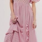 Free People Ethereal Bohemian Bring The Romance Midi Maxi Dress Blush Pink Large Photo 0