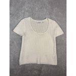 Vince Open Stitch Short Sleeve Cotton Sweater crochet style ivory medium Photo 2