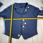 Factoria Perez Cardigan Sweater Womens M 100% Baby Alpaca Blue Embroidered Peru Size M Photo 1