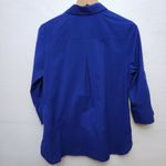 Chico's Women's Sz 0 Button Up Shirt Royal Blue 3/4 Lace Up Sleeves 100% Cotton Photo 2