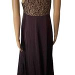 Shadowline Vintage 80s Brown Damask Witchy Romantic Lingerie Maxi Slip Dress Size M Photo 3