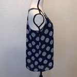 Pink Rose navy blue patterned 1/2 button double strap blouse Photo 6