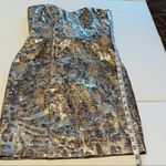 Badgley Mischka Womens Size 6 Strapless Gold Metallic Dress Formal Floral Y2K Photo 9