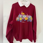 Hanes VTG Grandma Sweatshirt Alaska Collar Red Pink Blue Hippie Boho Floral Size XL Photo 1