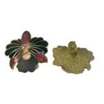 Vintage Black and Pink Iris Metal Earrings Photo 2