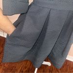 Gap Linen Blend A-Line Dress Polka Dot Pockets Sz 8 Academia Navy Retro Modest Photo 3