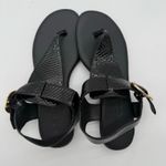 Aerosoles Isa Comfort Casual Flat Thong Sandals Black Snake Faux Leather NWOB 7 Photo 1