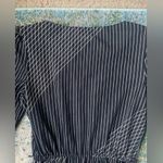 Vintage 60/70s black striped floral tie neck midi dress, size 14 Photo 14